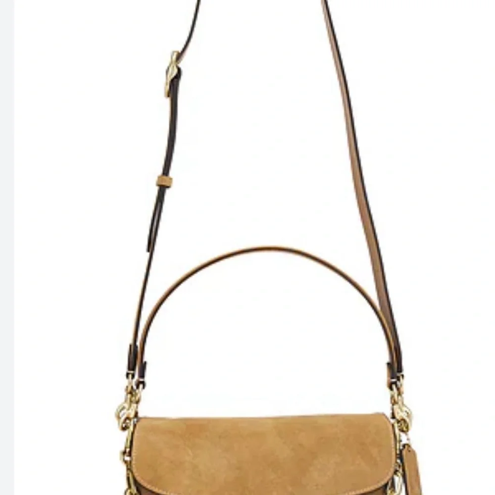 COACH Suede Chain Tabby Shoulder Bag in Sand - Picture 7 of 9